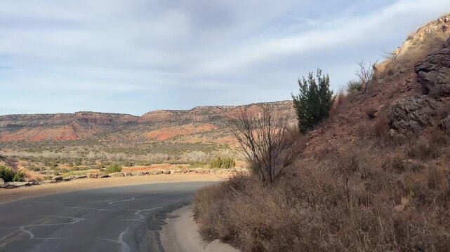 Driving down Canyon Road 5, Palo Duro Canyon State Park, Texas