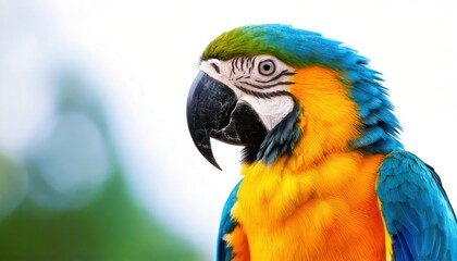 Obraz premium Vibrant Blue and Gold Macaw Portrait with Detailed Plumage.