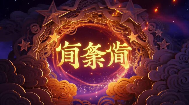 Celestial Fire Goat Emerging from Clouds with Stars in a Magical Night Sky