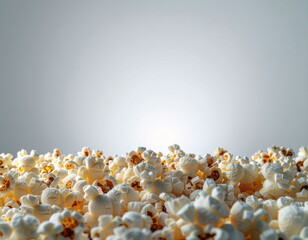 Popcorn pile with copy space on light background snack food concept