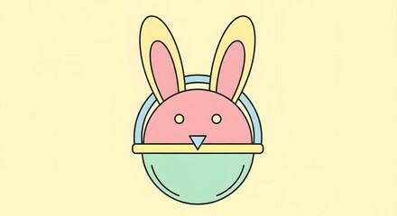 Fototapeta premium Easter bunny face in a basket icon
