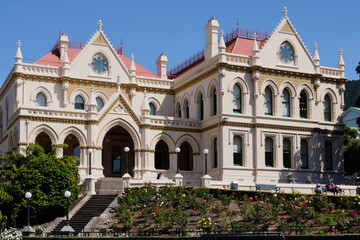 Obraz premium The Parliamentary Library, built in the Victorian Gothic style, is the oldest of Parliament's buildings - Wellington, New Zealand
