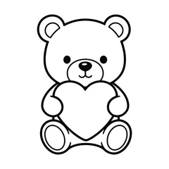Cute teddy bear holding a heart in its paws vector illustration