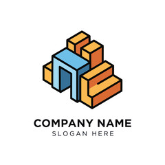 3D Cube Logo Design Template.