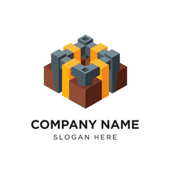 3D Corporate Logo Design Template with Cubes.