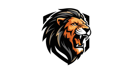 Fototapeta premium Fierce Lion Head Emblem Roaring Aggressively.