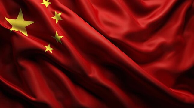 Realistic China flag background, vector illustration, close-up view, high-definition, clean composition, detailed texture, crisp colors, suitable for patriotic designs, banners, and presentations