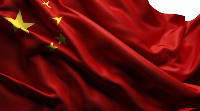 Realistic China flag background, vector illustration, close-up view, high-definition, clean composition, detailed texture, crisp colors, suitable for patriotic designs, banners, and presentations