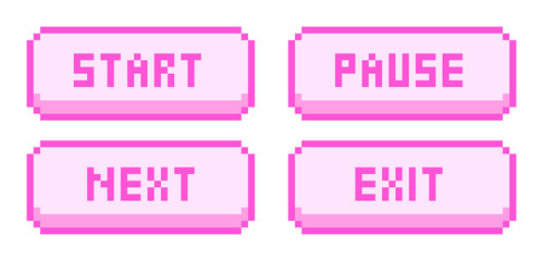 8-bit pixel art pink game button set © Yejin Woo