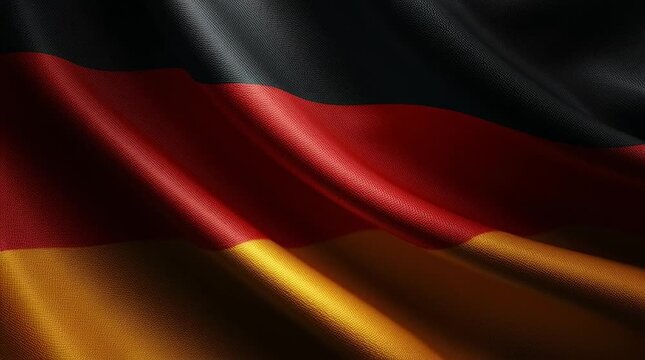 Realistic Germany flag background, vector illustration, close-up view of black, red, and gold horizontal stripes, high-definition, detailed texture, clean composition, suitable for patriotic designs, 