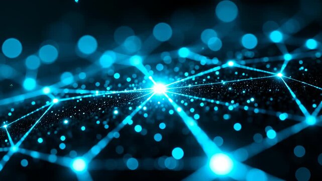 Futuristic Digital Network Concept with Glowing Blue Particles