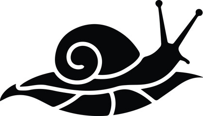 Minimalist black aquarium snail on a leaf silhouette vector icon © Vector.com