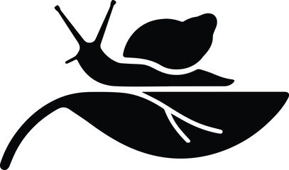 Minimalist black aquarium snail on a leaf silhouette vector icon © Vector.com