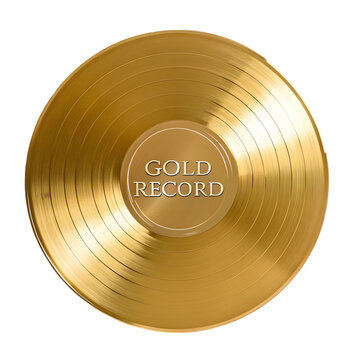 Shiny Gold Record Award Isolated on White Background on transparent background