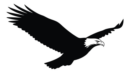 Obraz premium Majestic black eagle soaring through the clear blue sky with outstretched wings. isolated on white background, Vector