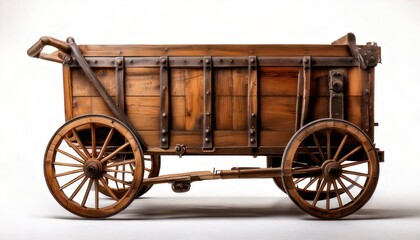 Fototapeta premium Antique Wooden Cart - A Rustic Piece of History on Wheels.