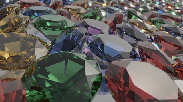Assortment of colorful gemstones.