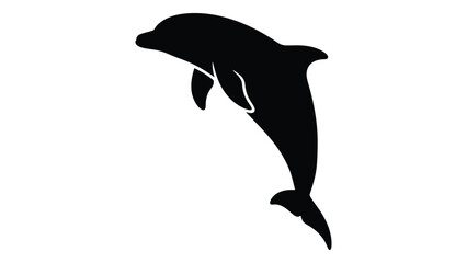 Obraz premium Silhouette of a dolphin leaping out of the water with a splash isolated on white background, Vector