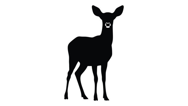 A silhouette of a deer with a skull face standing in a natural setting isolated on white background, Vector