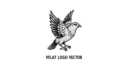 Fototapeta premium Hand drawn bird logo vector illustration.
