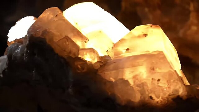 Crystal Formation Glowing in Natural Light with Shimmering Detail