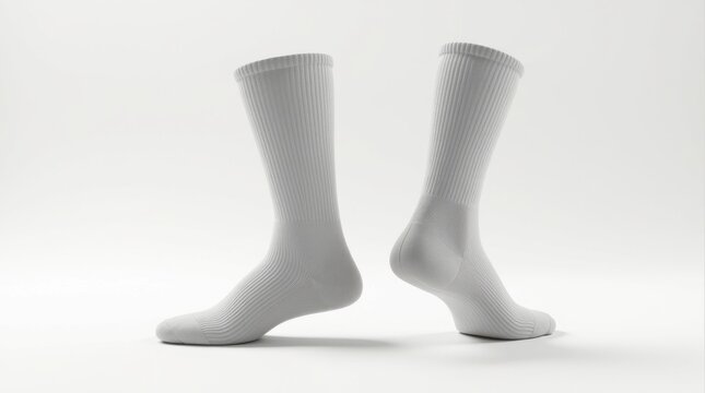 A pair of cozy gray socks displayed against a plain white background