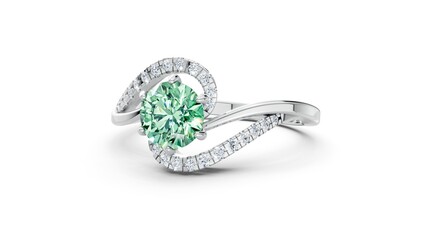 Elegant ring with round diamond for engagement concept.