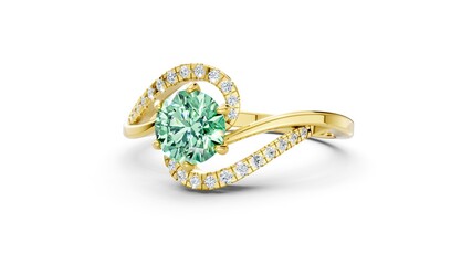 Engagement ring featuring round diamond for romantic theme.