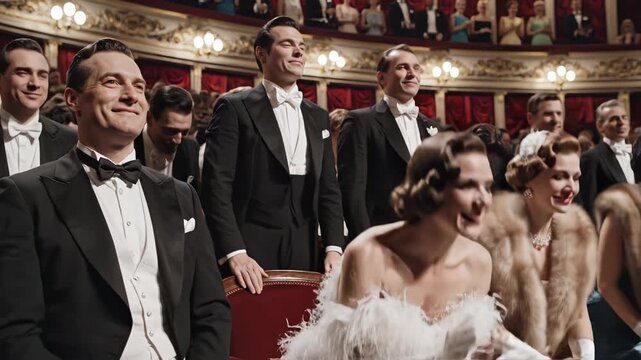 Audience in formal attire clapping