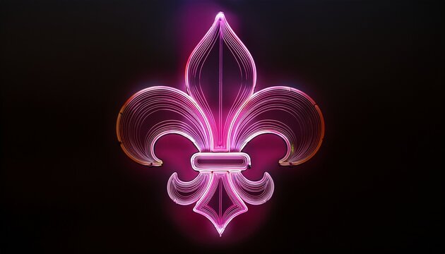 Outline Of A Fleur De Lis Symbol In Gradient Pink Colors