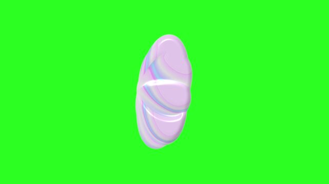4K 3d abstract gradient glass abstract octagram shape rotating animation on chroma key green screen background.