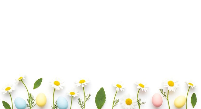 Easter Eggs and Daisies Border