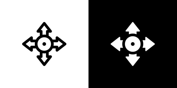 Road Intersection icon concept with flat Black White Background. Vector illustration.