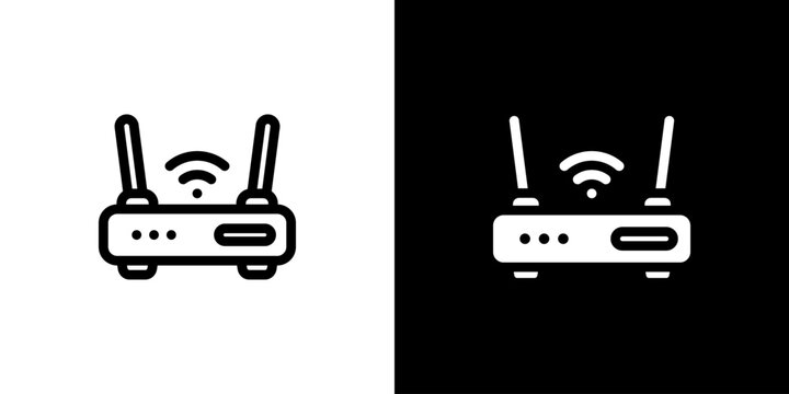 Modem icon concept with flat Black White Background. Vector illustration.