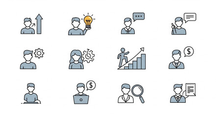 Business Icons Representing Various Concepts And Ideas.