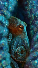 Biopunk Octopus in Cyber Coral &mdash; Futuristic Macro Sci-Fi Stock Photo
