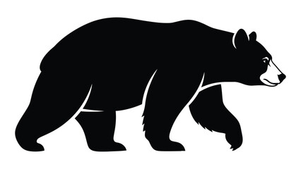 Obraz premium A solitary black bear walking through a dense, shadowy forest. isolated on white background, Vector