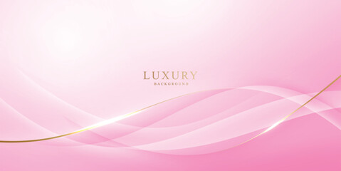 Abstract Pink Wave with golden glow effect. modern wave smooth