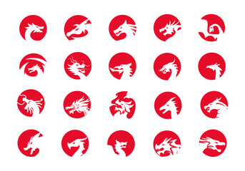 Dragon Logo Element Icon Set
