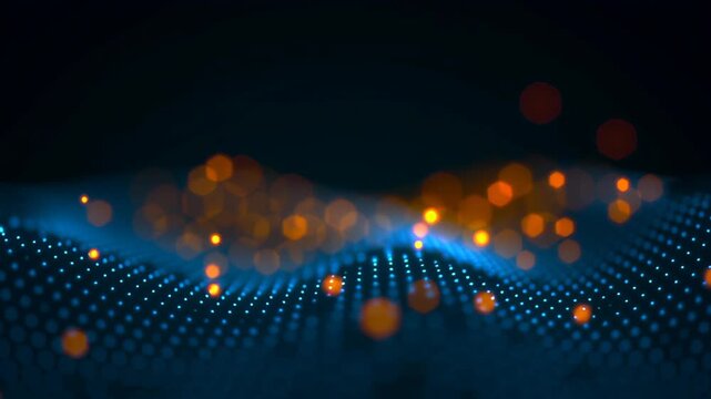 Digital glow chain with block big cube crypto technology concept currency datum mountain cyberspace business network computer abstract communication background database programming future software