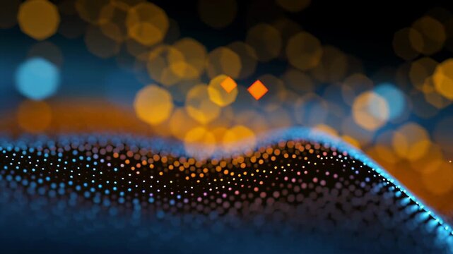 Digital chain glow with block big cube crypto technology concept currency datum mountain cyberspace business network computer abstract communication background database programming future software