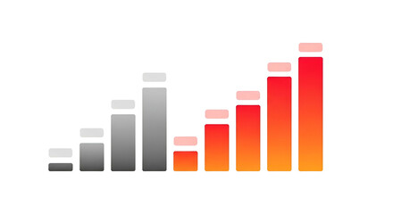 Gradient bar graph depicting progressive growth on black background