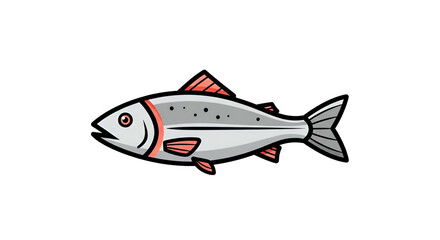 Illustration of a fish in profile with stylized fins, on a black background