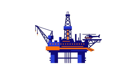 Blue offshore platform in pixel art on black background