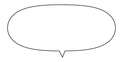 楕円長方形 吹き出し イラスト（中央しっぽ）