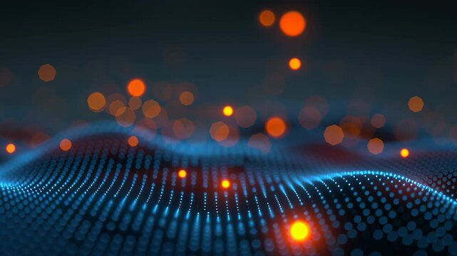 Glow digital chain with block big cube crypto technology concept currency datum mountain cyberspace business network computer abstract communication background database programming future software