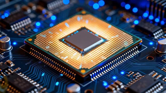 Glowing CPU Processor Technology Background