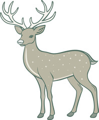 Obraz premium light brown deer cartoon illustration with white spots and antlers in simple wildlife design