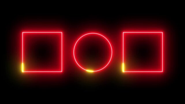 Neon red frame motion on black background