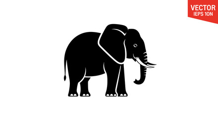 Obraz premium Black Elephant Silhouette Vector Illustration.